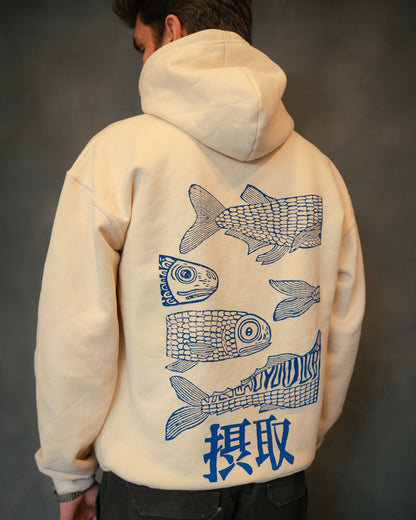 Japanese style "authentic hand block printed "hoodie
